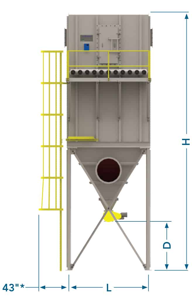 IVI Baghouse with 43" Pleated Filters IVI Ecollector with pleated filters front view