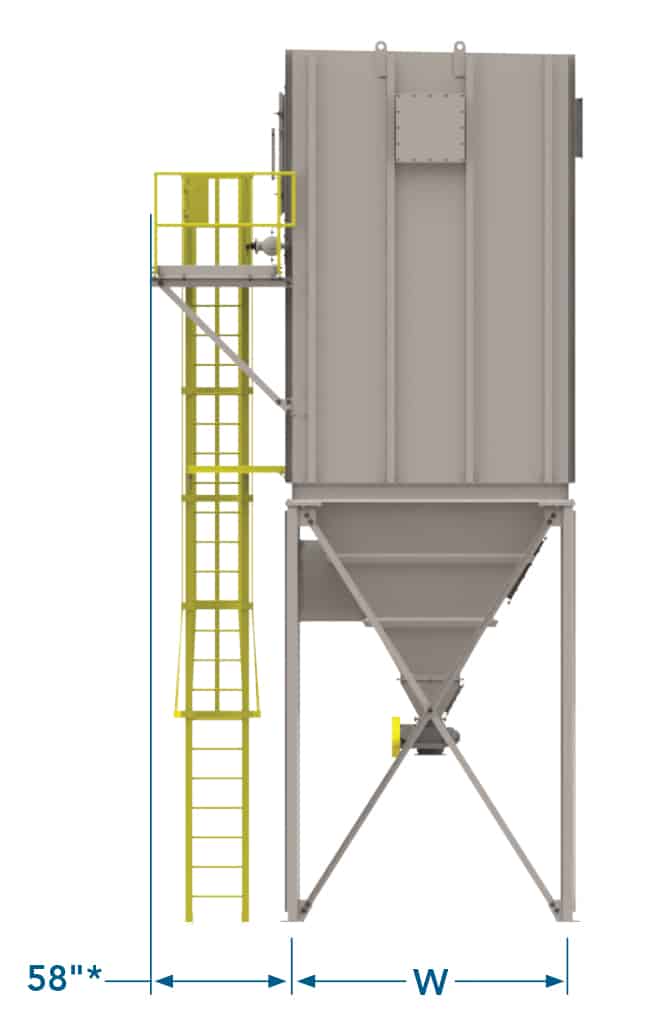 IVI Baghouse with 58" Pleated Filter IVI Ecollector with pleated filter side view