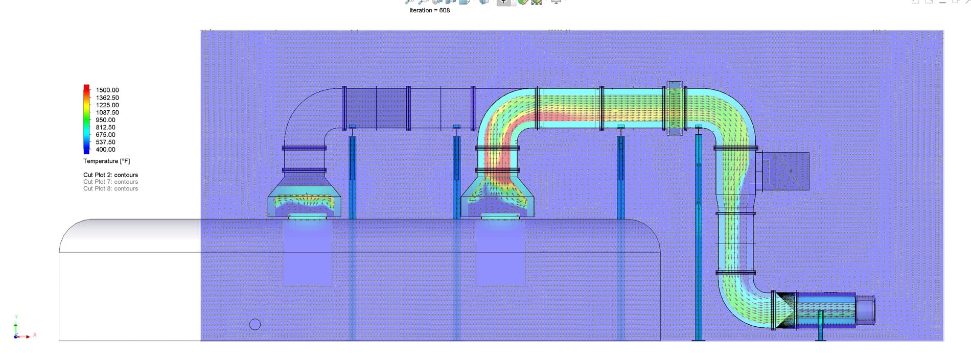 Computer drawing of air flow analysis